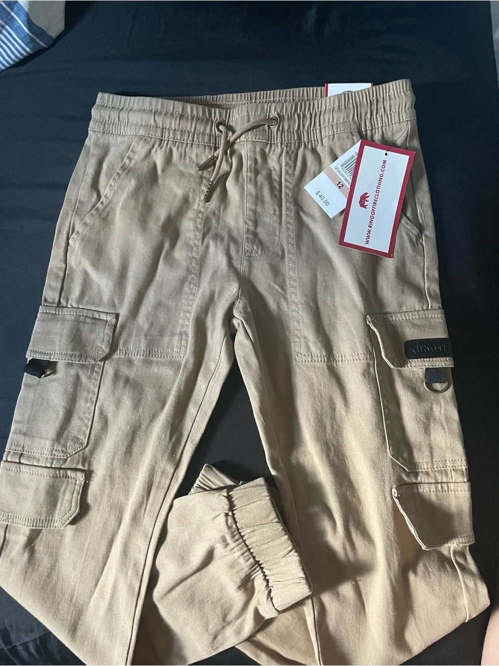 Ring of Fire Tan Cargo Jogger Pants for Kids
